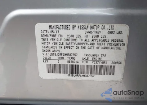 2017 Infiniti Qx50 z USA, uszkodzony, nr VIN JN1BJ0RP4HM387357